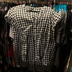 Black and white check peplum top